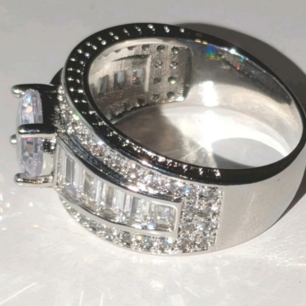 Classic Mens Dazzling 3ct Round Cut Lab Created diamond Engagement ring